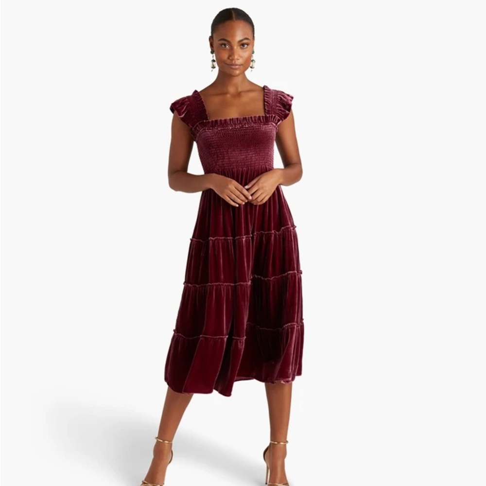 Burgundy Velvet Hill House Nap Dress